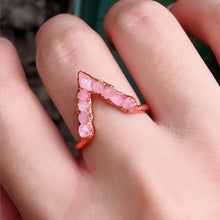 Load image into Gallery viewer, JadedDesignNYC Raw Rose Quartz V Shape Stacking Ring, Rings For Woman
