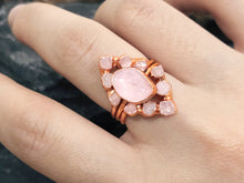 Load image into Gallery viewer, JadedDesignNYC Raw Rose Quartz Wedding Ring Set For Woman, Raw Stone Ring, Rose Quartz Jewelry, Rose Quartz Wedding Ring
