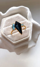 Load image into Gallery viewer, JadedDesignNYC Raw Tourmaline Engagement Ring, Raw Aquamarine and Black Tourmaline Ring
