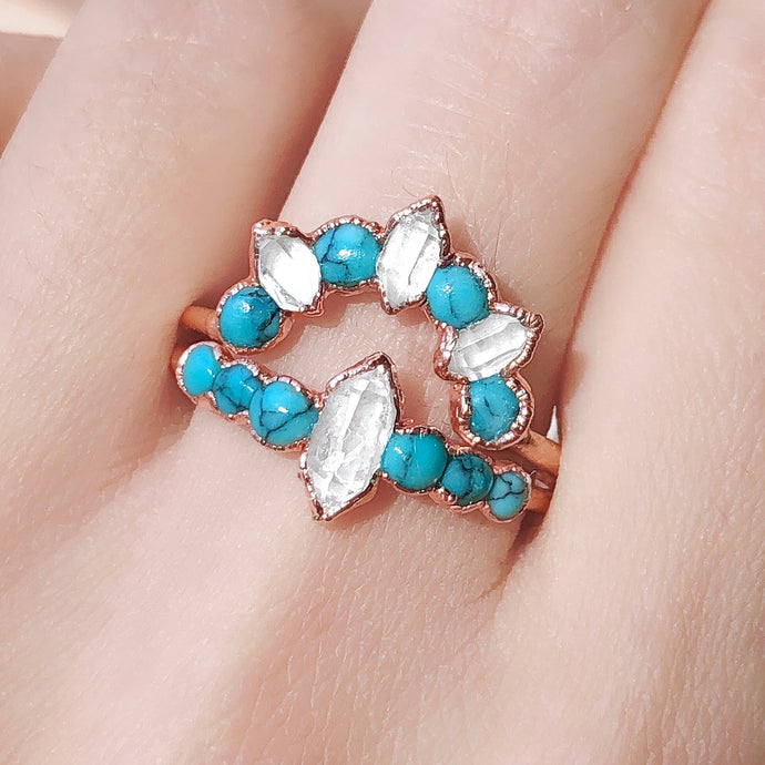 JadedDesignNYC Raw Turquoise-Diamond Wedding/Engagement Ring, Raw Gemstone Ring Engagement