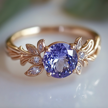 Load image into Gallery viewer, Tari Taware Tanzanite and Sapphire Engagement Rings, 14k Gold Engagement Ring
