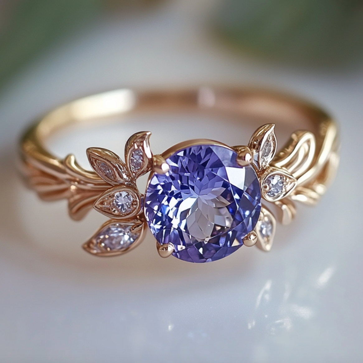 Tari Taware Tanzanite and Sapphire Engagement Rings, 14k Gold Engagement Ring