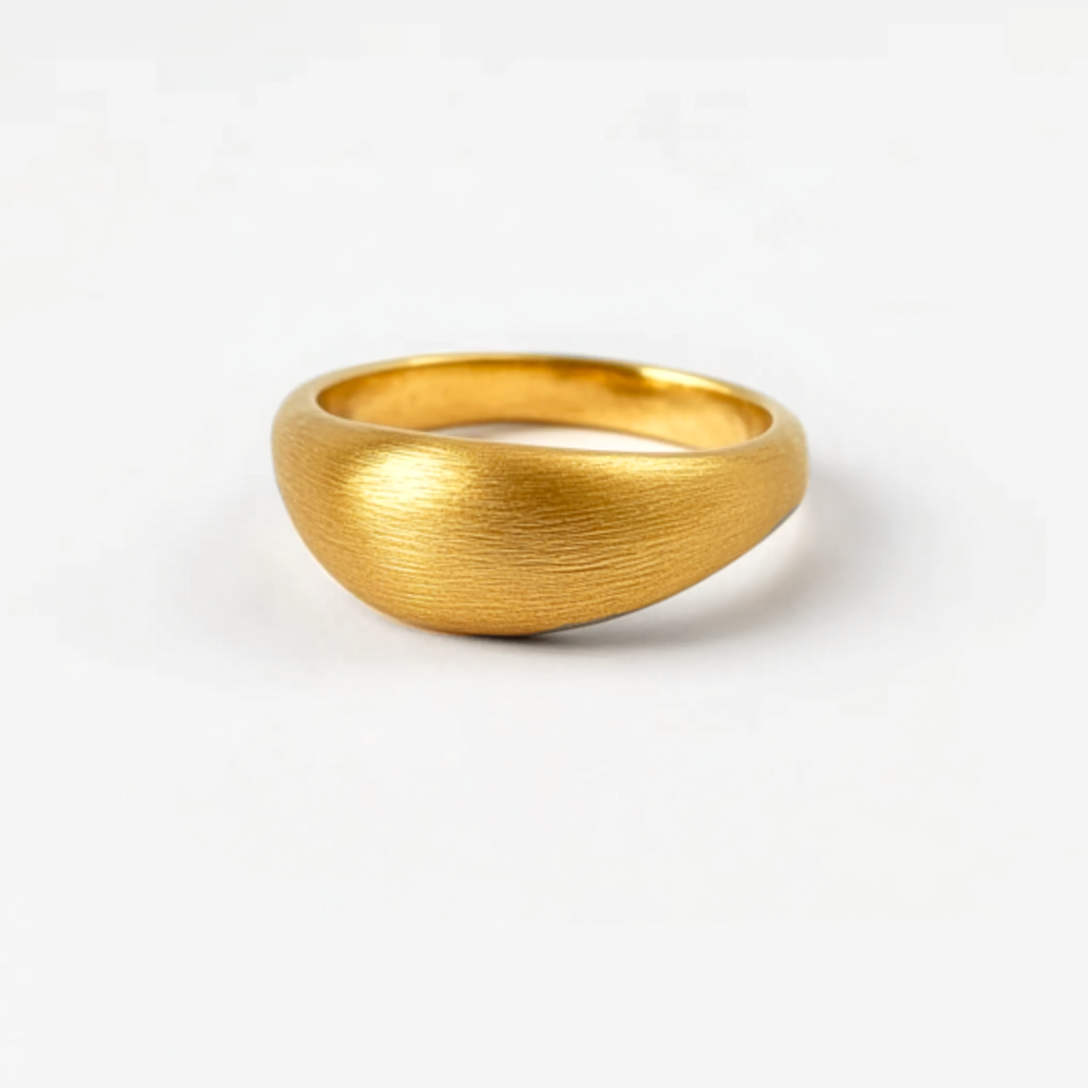 24k Pure Gold Dome Ring, Minimalist Simple Gold Wedding Band for Men and Women