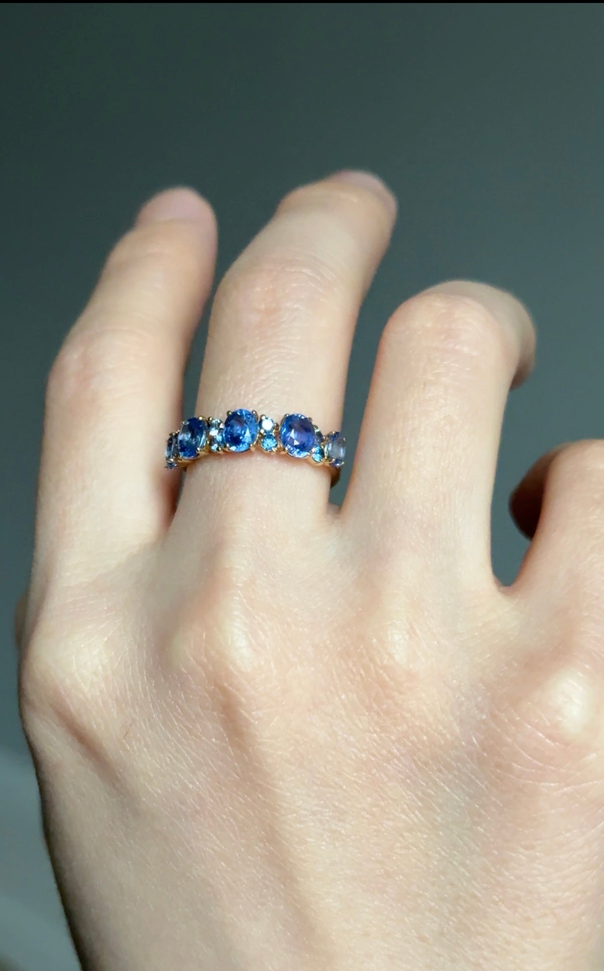 Starlake Blue sapphire Gold Wedding Ring, Natural Sapphire Engagement Ring