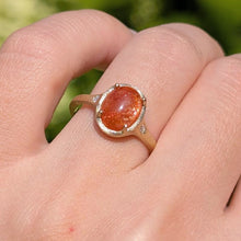 Load image into Gallery viewer, Golden Horizon Sunstone Engagement ring, Handcrafted Sunstone Ring
