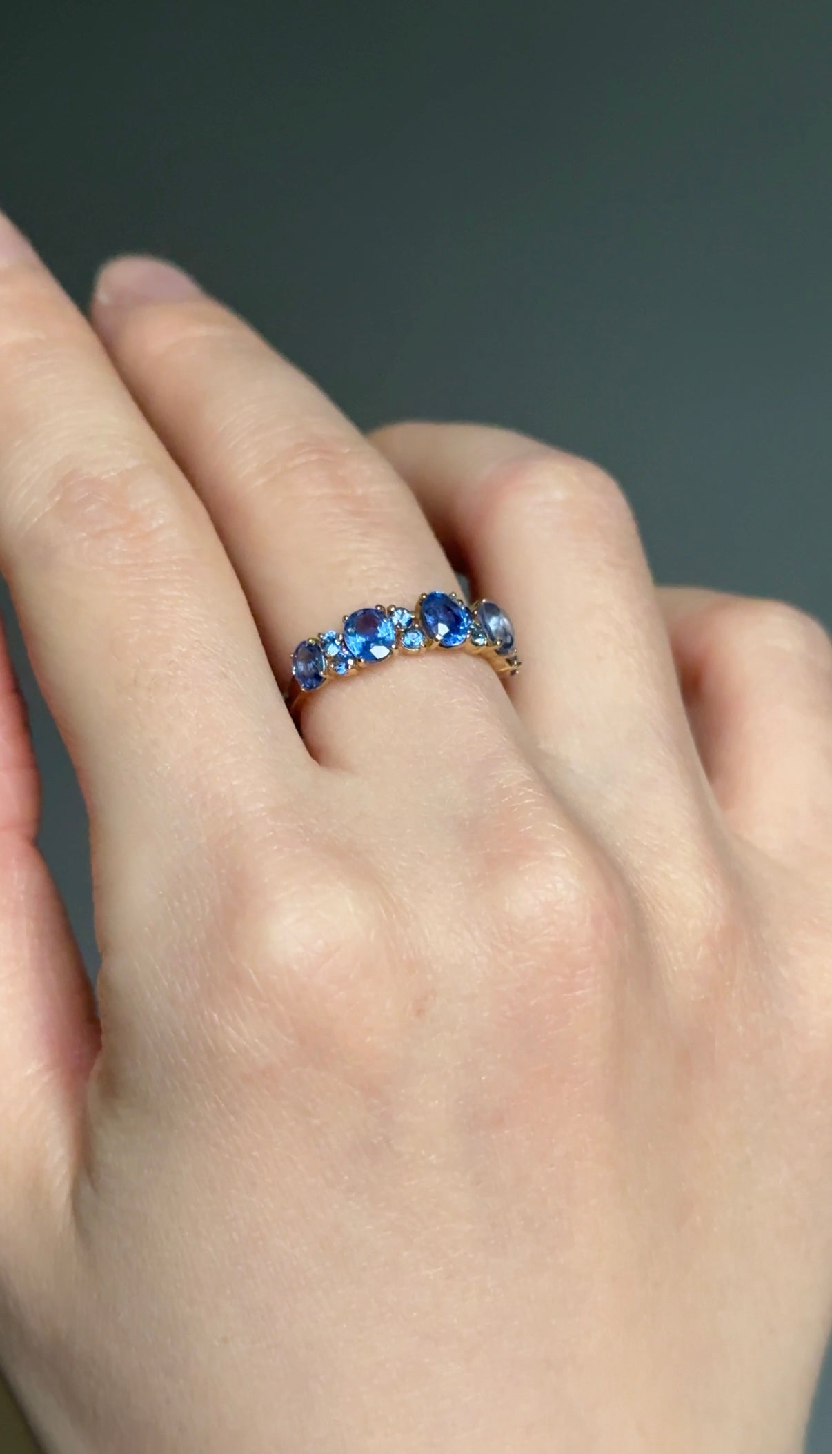 Starlake Blue sapphire Gold Wedding Ring, Natural Sapphire Engagement Ring