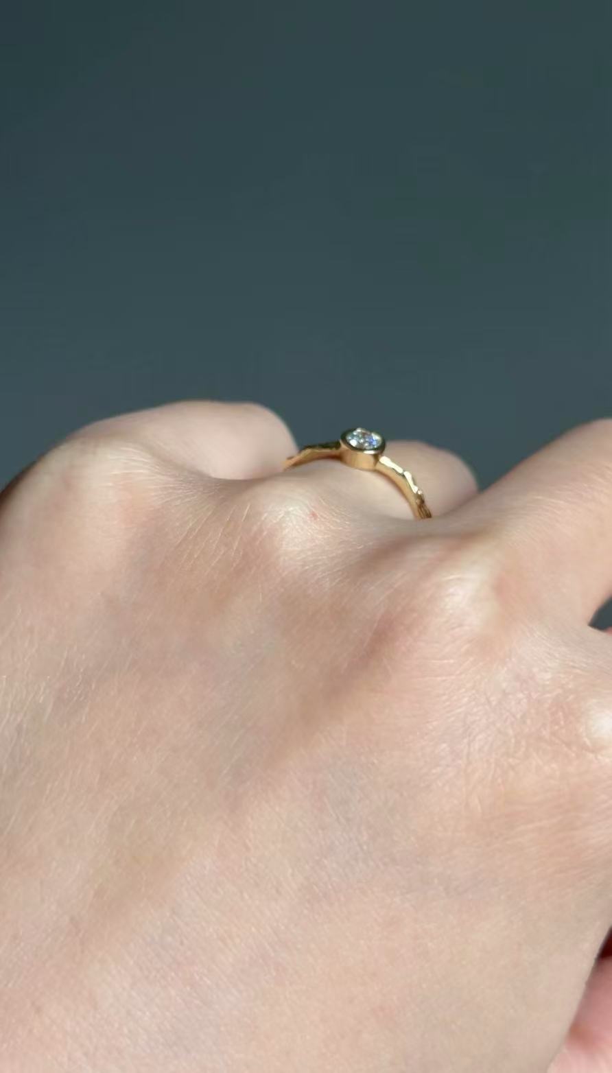 Twig Diamond Engagement Ring in Solid Gold, Brilliant cut Diamond Ring