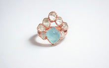 Load image into Gallery viewer, Raw Aquamarine Engagement Ring, Raw Diamond Ring
