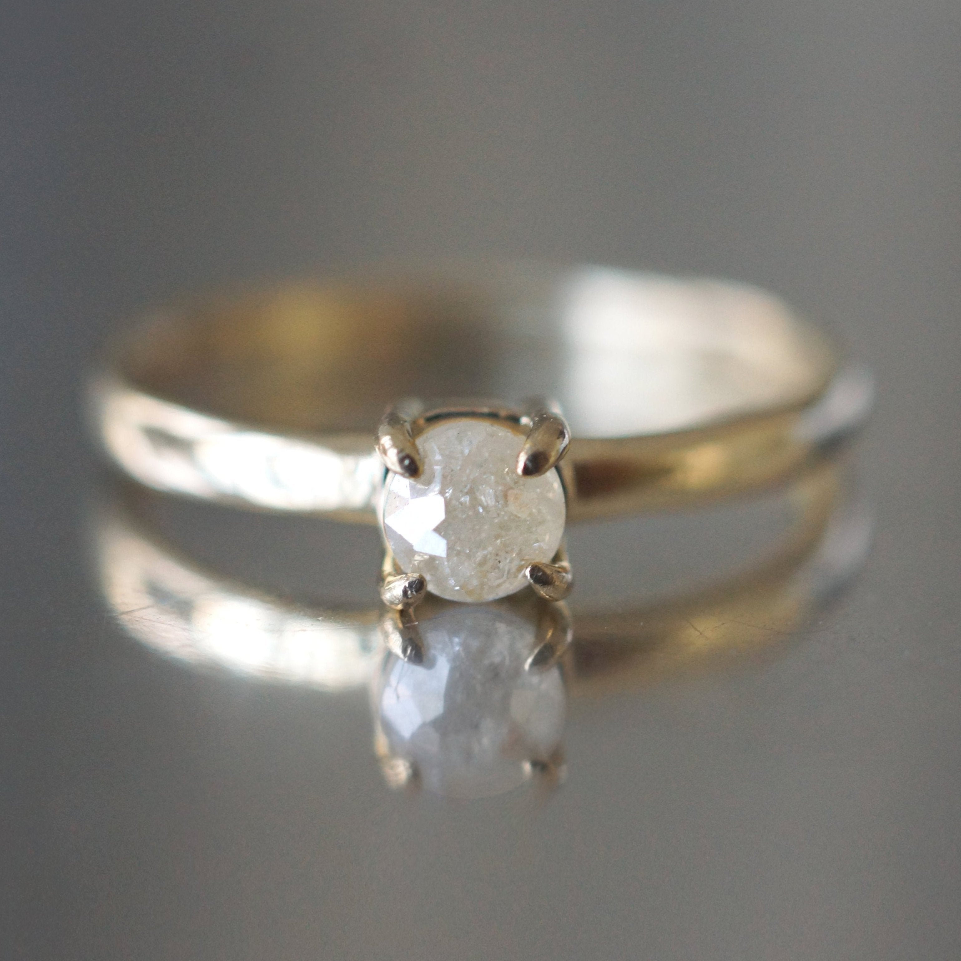 Luna Glow Raw Diamond Engagement Ring, Dainty Raw Diamond Ring
