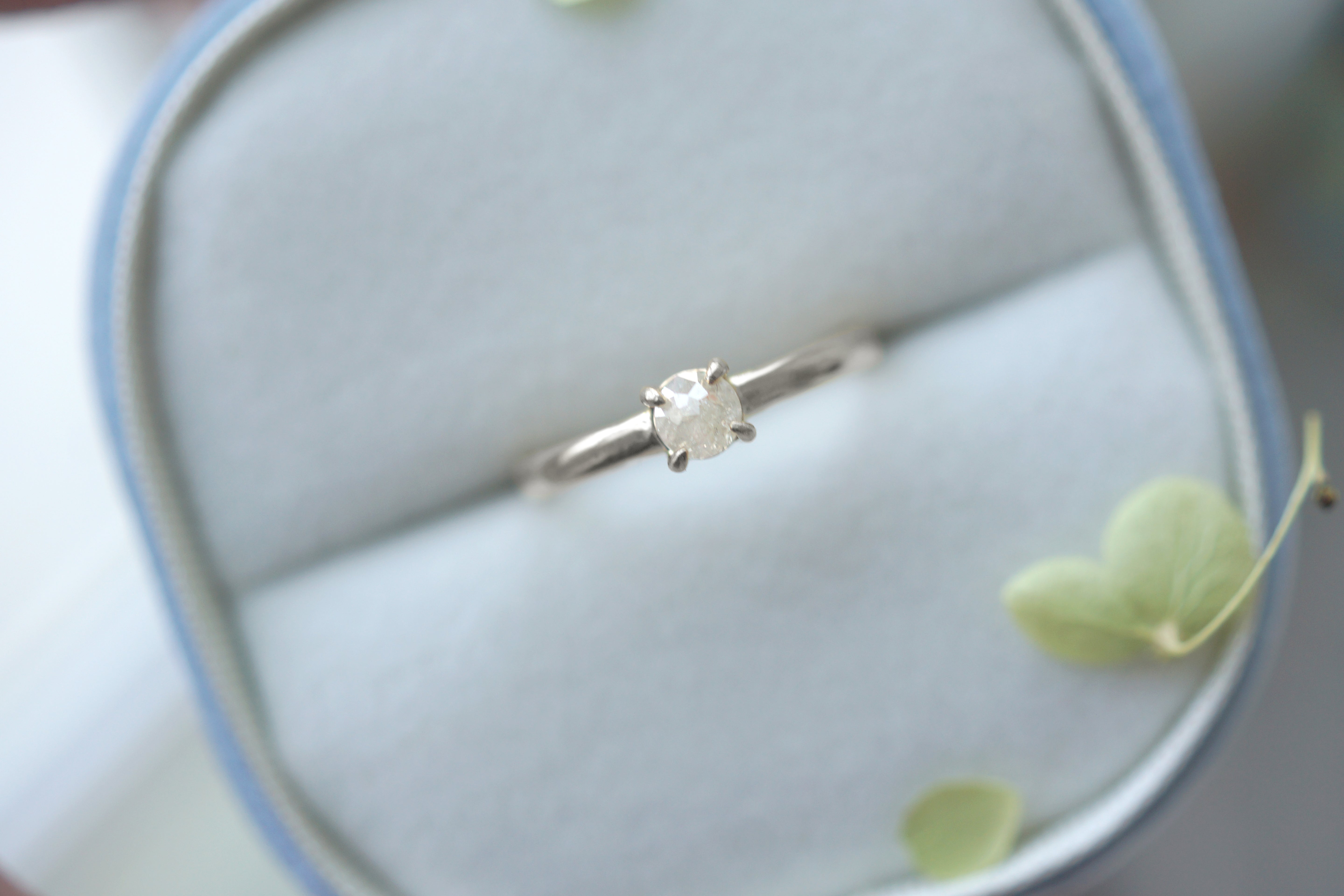 Luna Glow Raw Diamond Engagement Ring, Dainty Raw Diamond Ring
