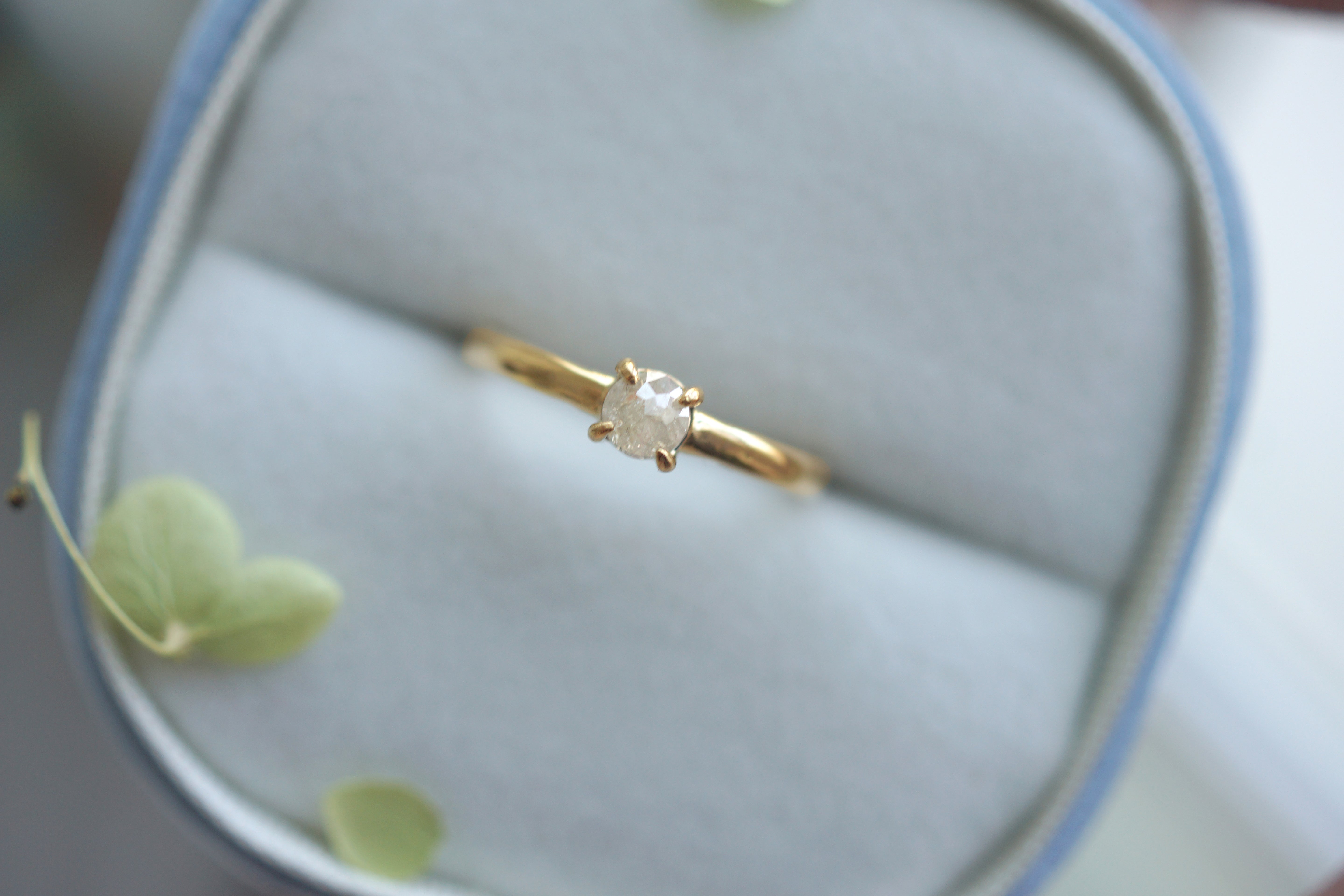 Luna Glow Raw Diamond Engagement Ring, Dainty Raw Diamond Ring