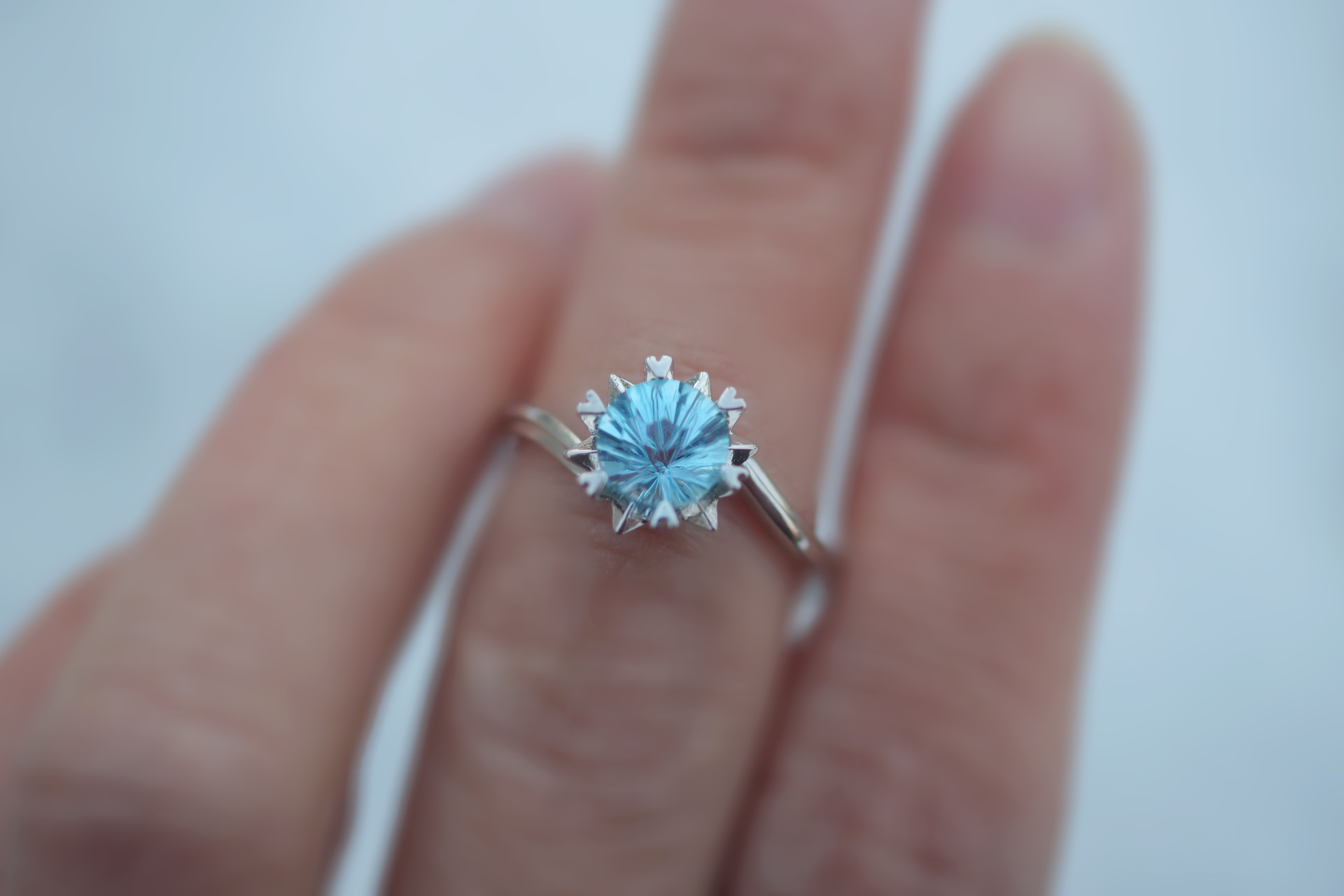 Size 6, Snow Night Swiss Topaz Engagement Ring, Ship Next Day