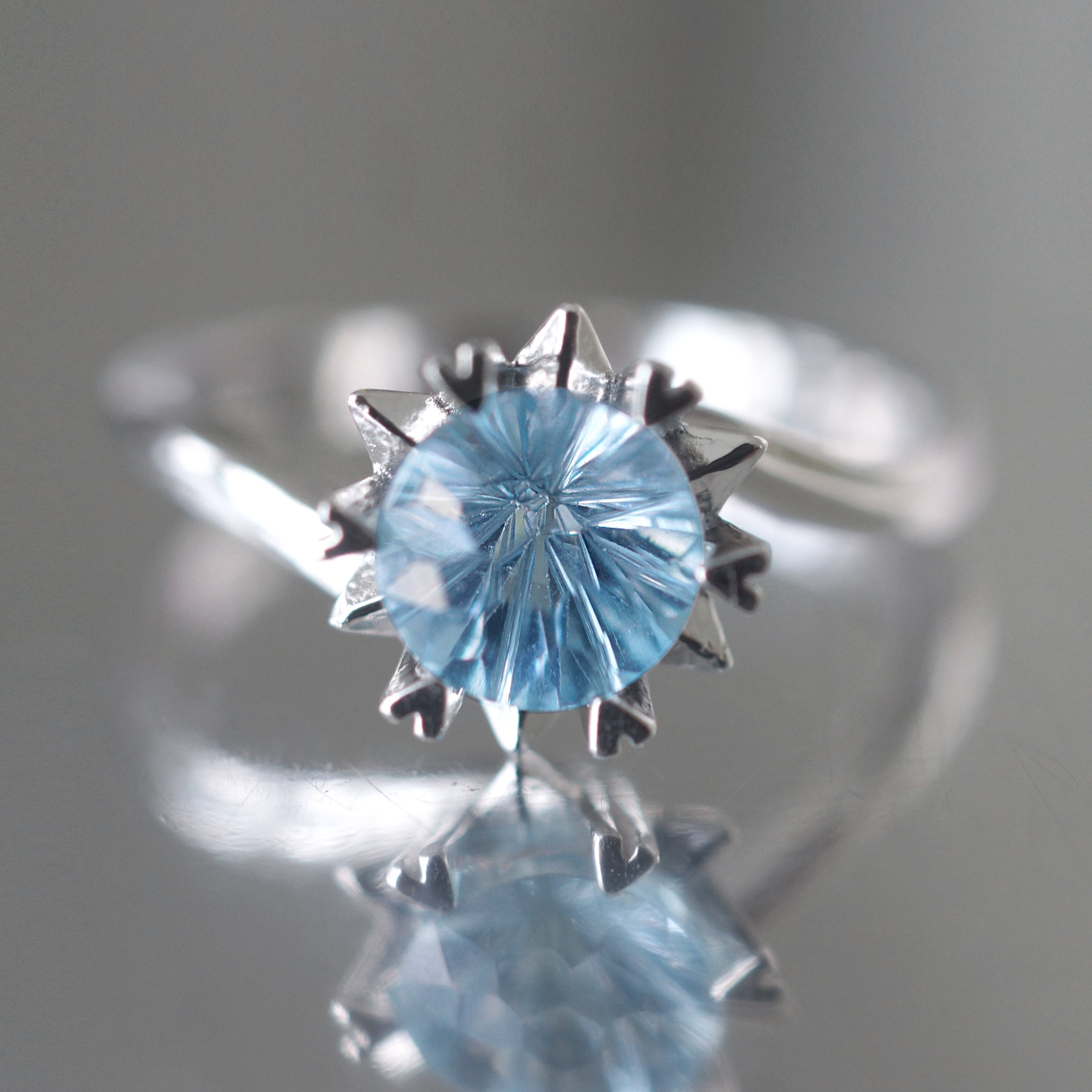 Size 6, Snow Night Swiss Topaz Engagement Ring, Ship Next Day