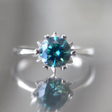 Load image into Gallery viewer, Starry Night Starbrite Moissanite Ring, Blue Moissanite Engagement ring
