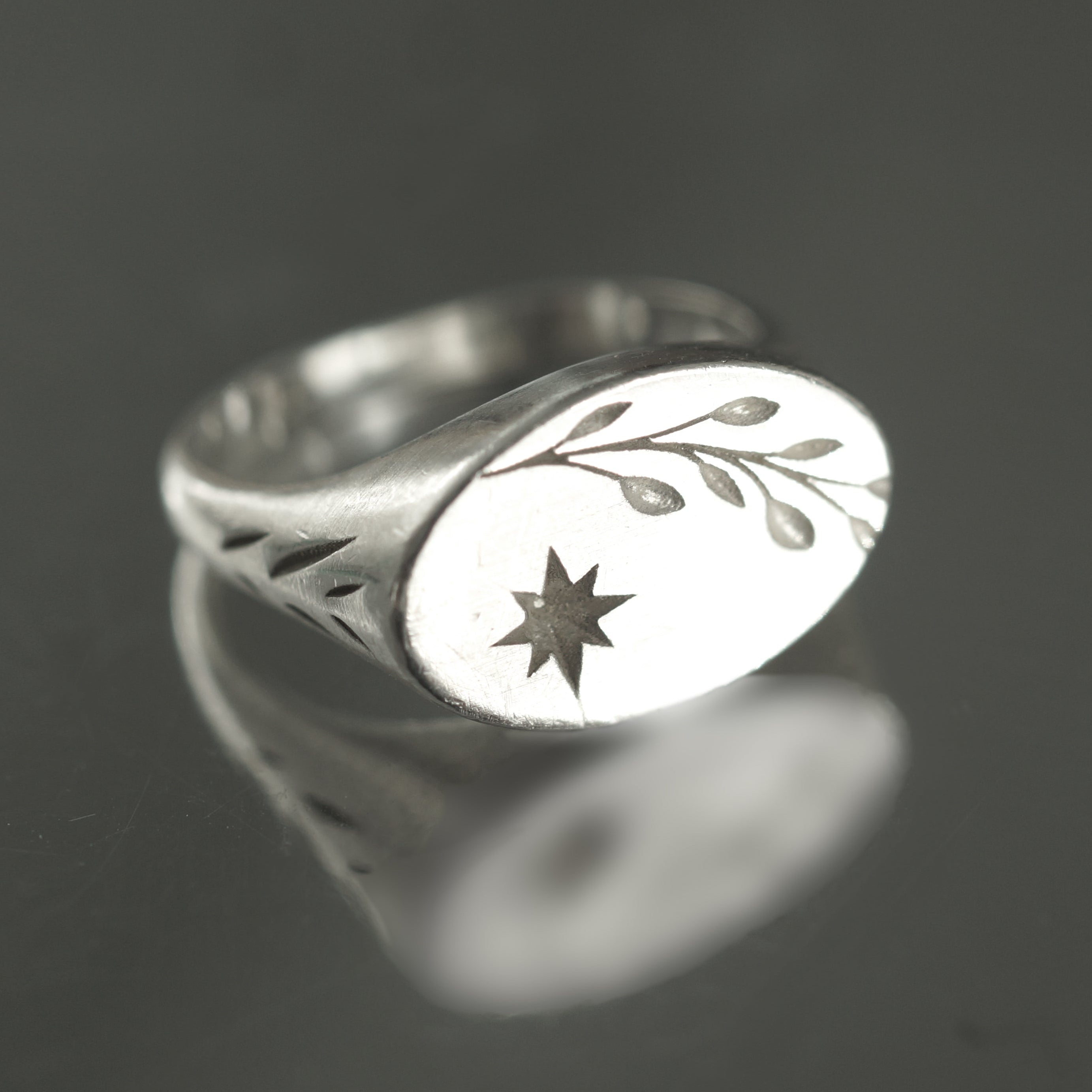 Treetop Star Signet Ring