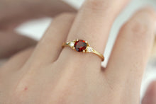 Load image into Gallery viewer, Burning Rose Garnet Ring, Dainty Garnet engagement ring
