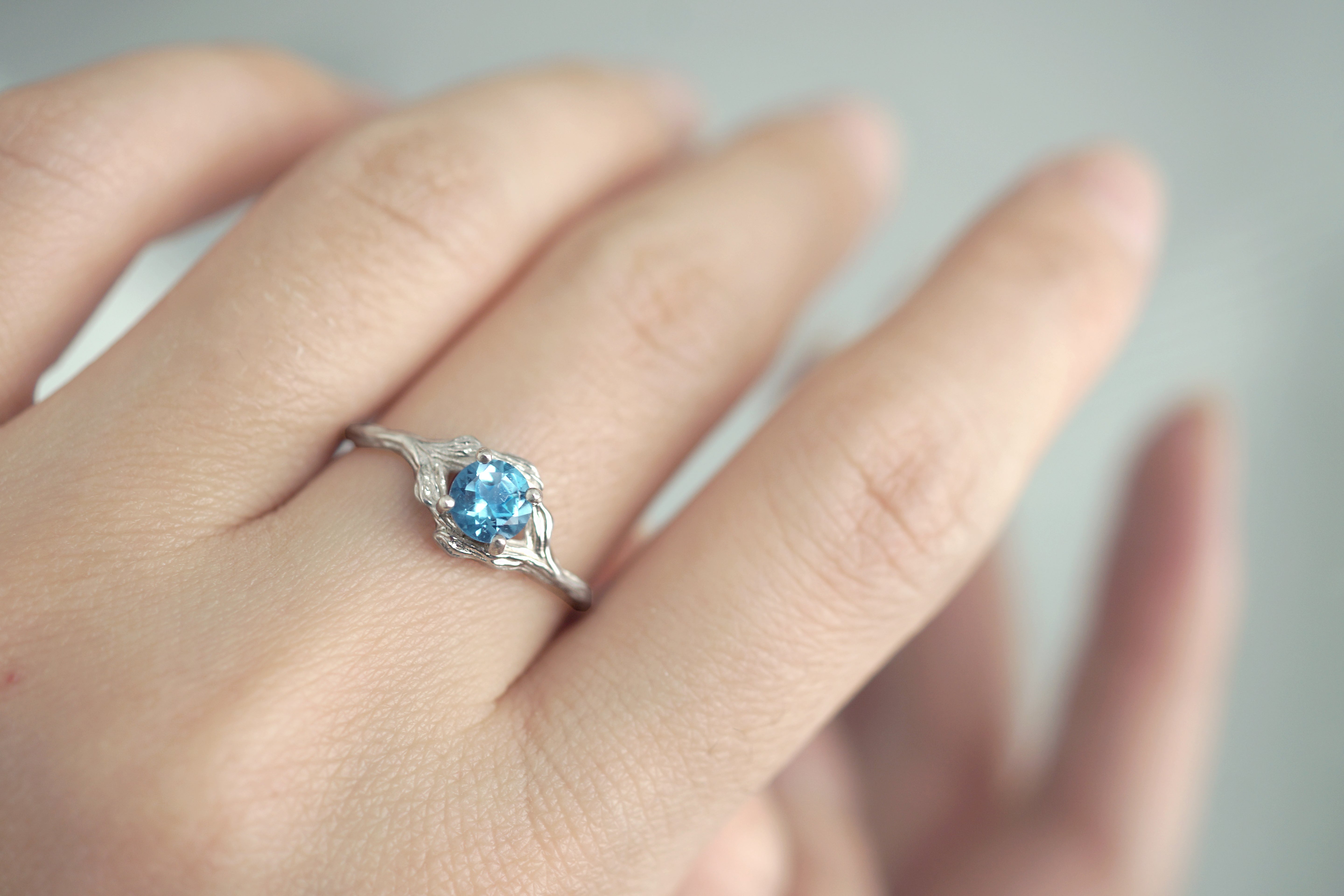 Bluebird's Nest London Topaz Ring, Blue Topaz Engagement ring