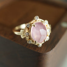 Load image into Gallery viewer, 14k Rose Quartz Engagement Ring, Pink Rose Quartz Engagement ring
