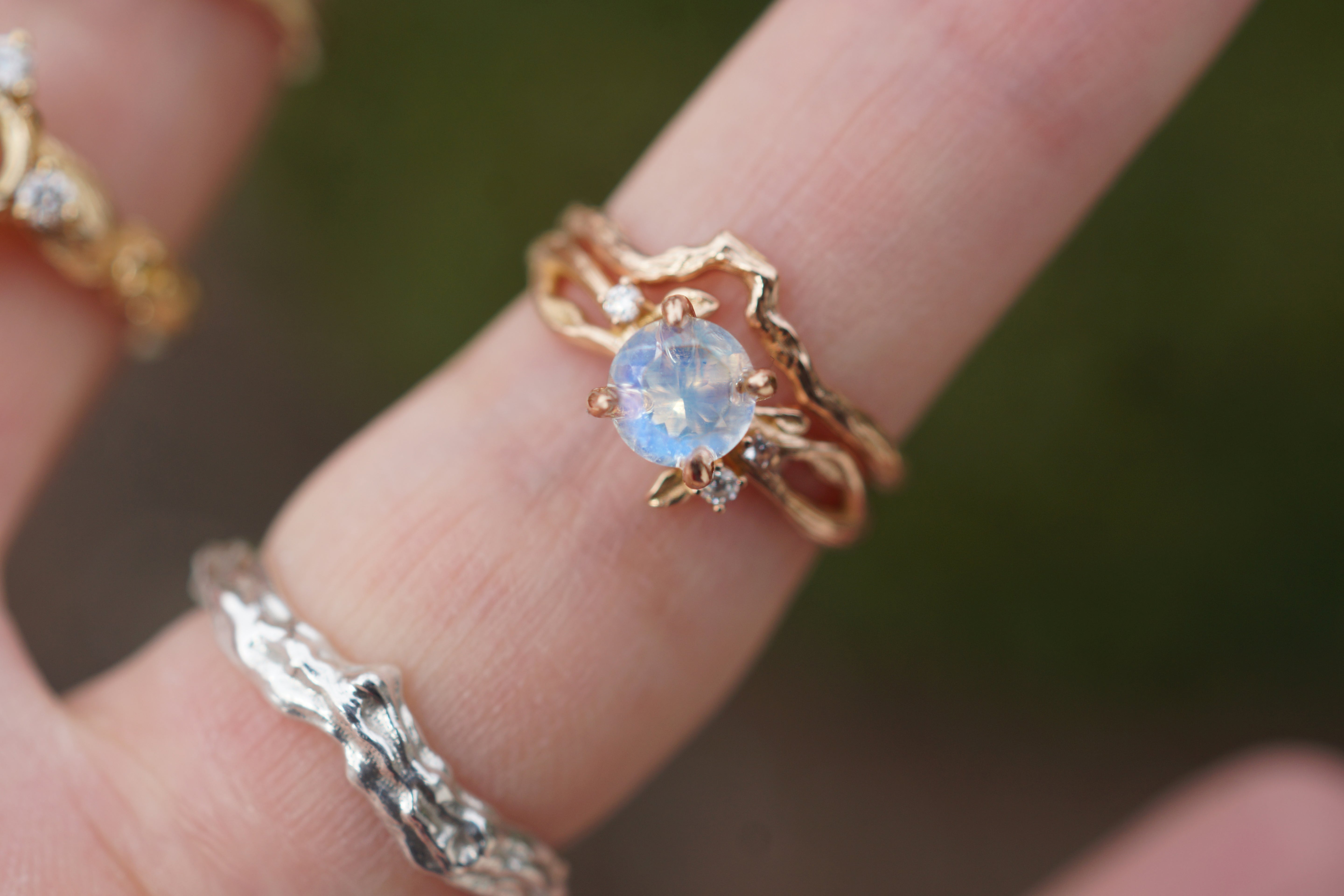 Midnight Glow Moonstone Engagement Ring