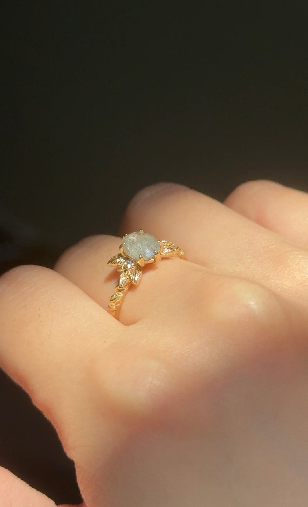 Phoenix Salt and Pepper Diamond Ring, Oval Diamond Engagement Ring