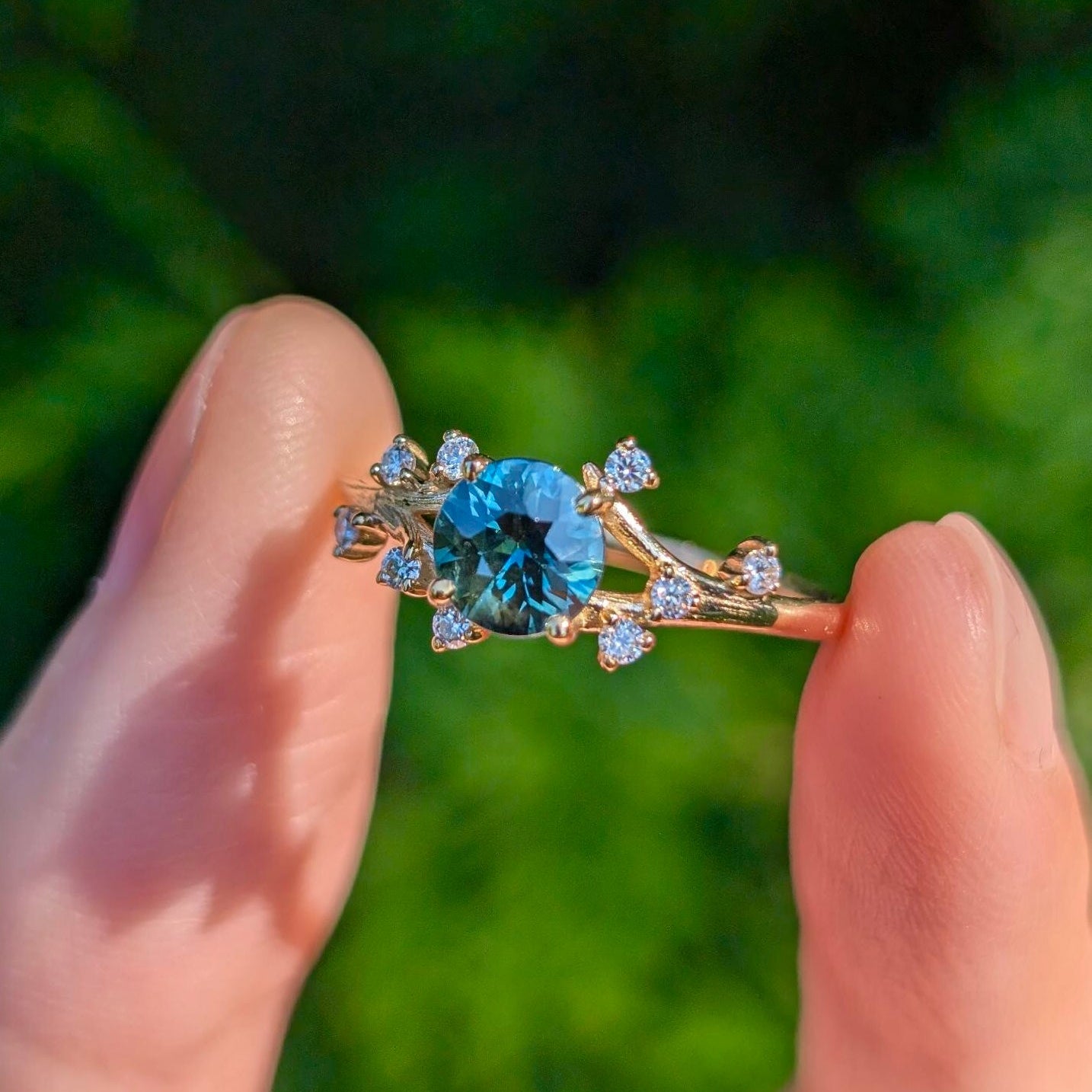 Hera Blue Sapphire ring, Blue Sapphire Engagement ring, Twig Ring