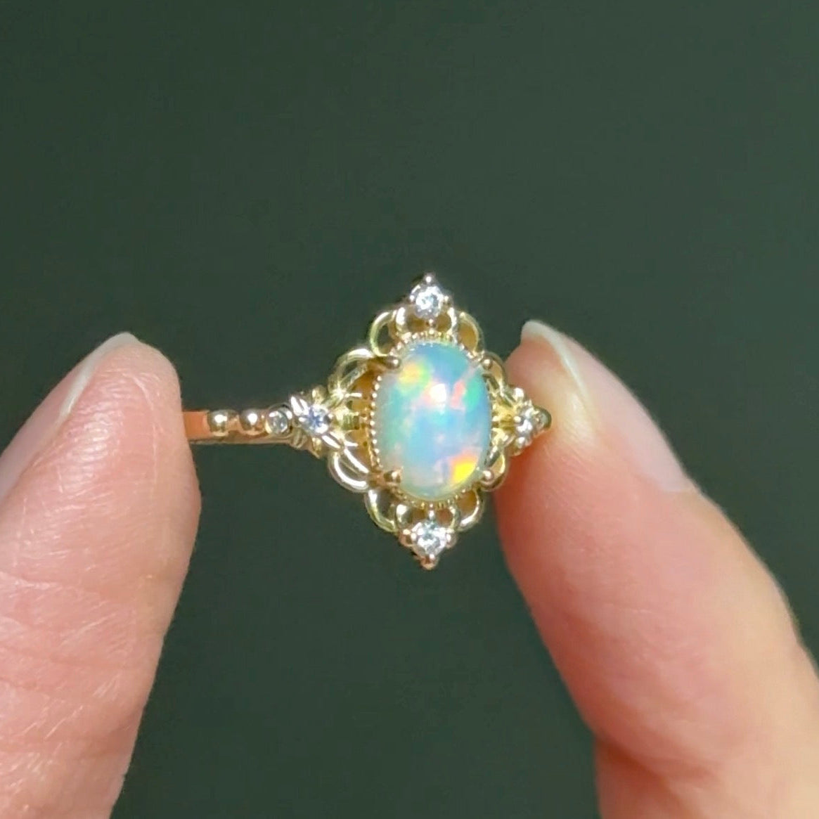 Nova Ethiopian Opal Engagement Ring, Opal ring Solid Gold