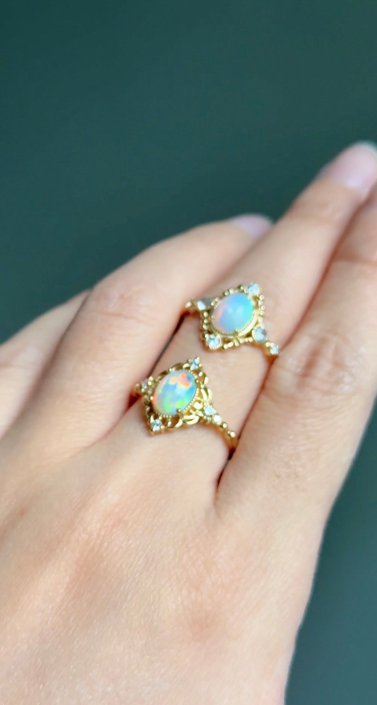 Moonveil Ethiopian Opal Engagement Ring, Opal ring Solid Gold