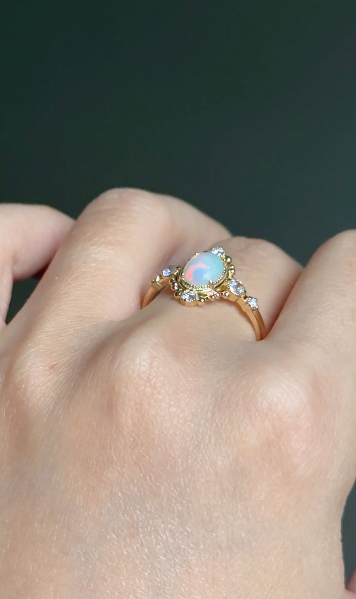 Moonveil Ethiopian Opal Engagement Ring, Opal ring Solid Gold