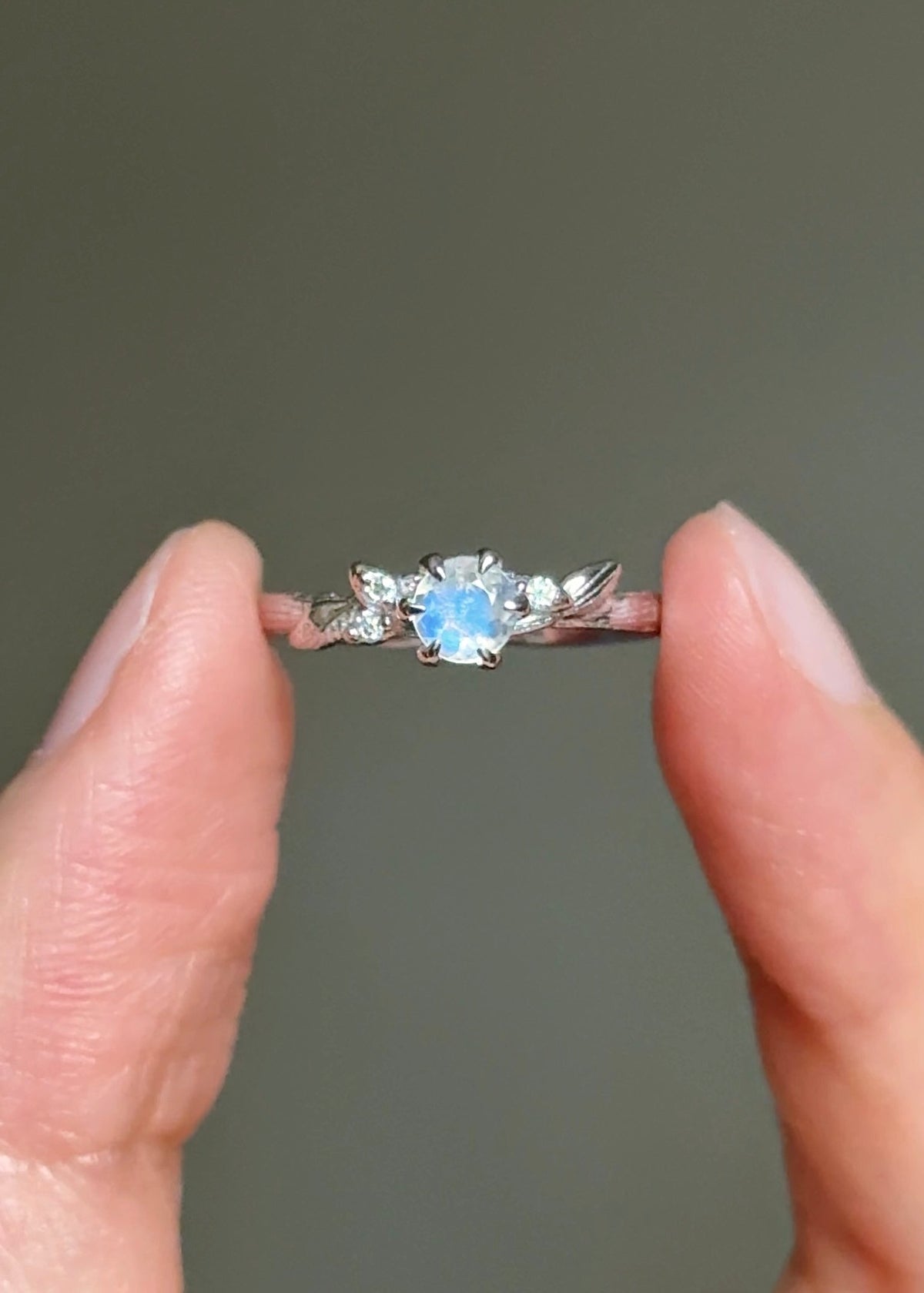 Fairy Blue Solid Gold Moonstone Engagement Ring