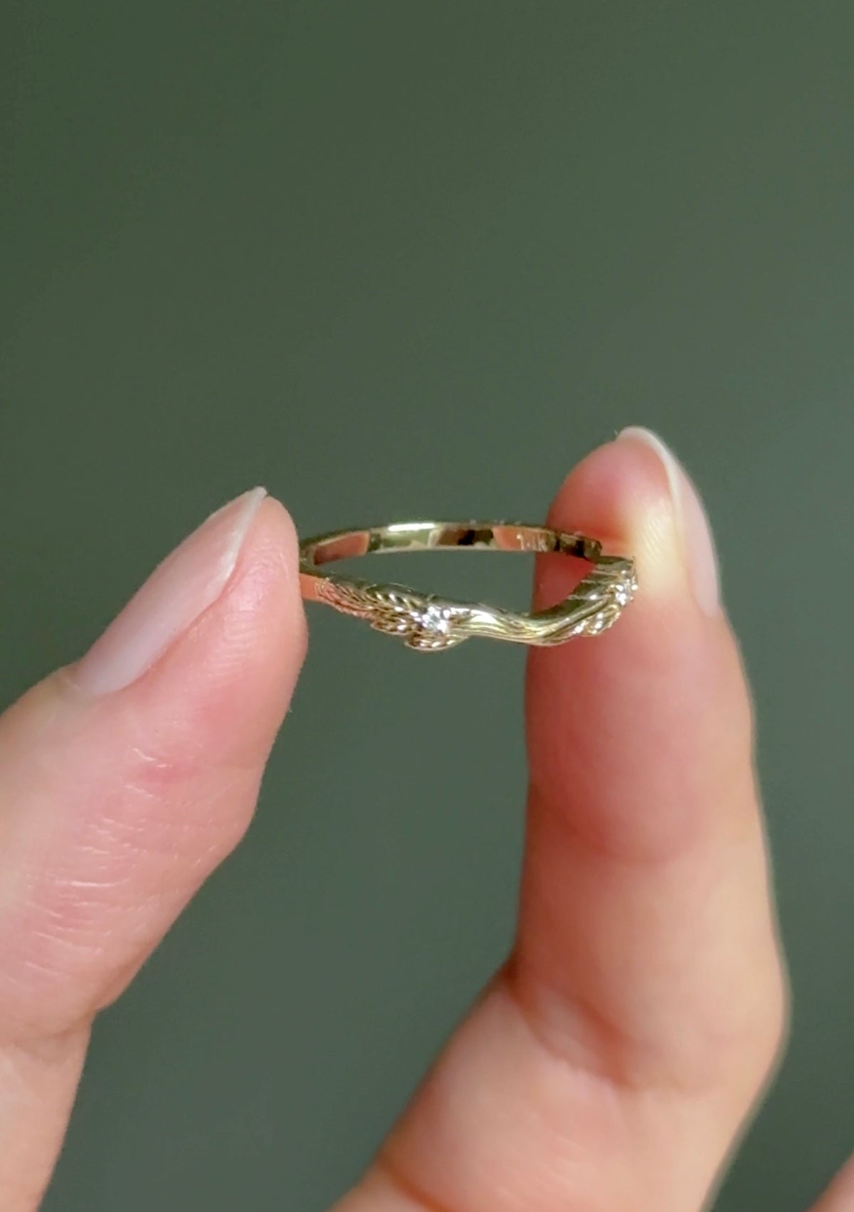 Evervine Whisper Diamond Wedding Band, Curved Diamond Wedding Ring For Women