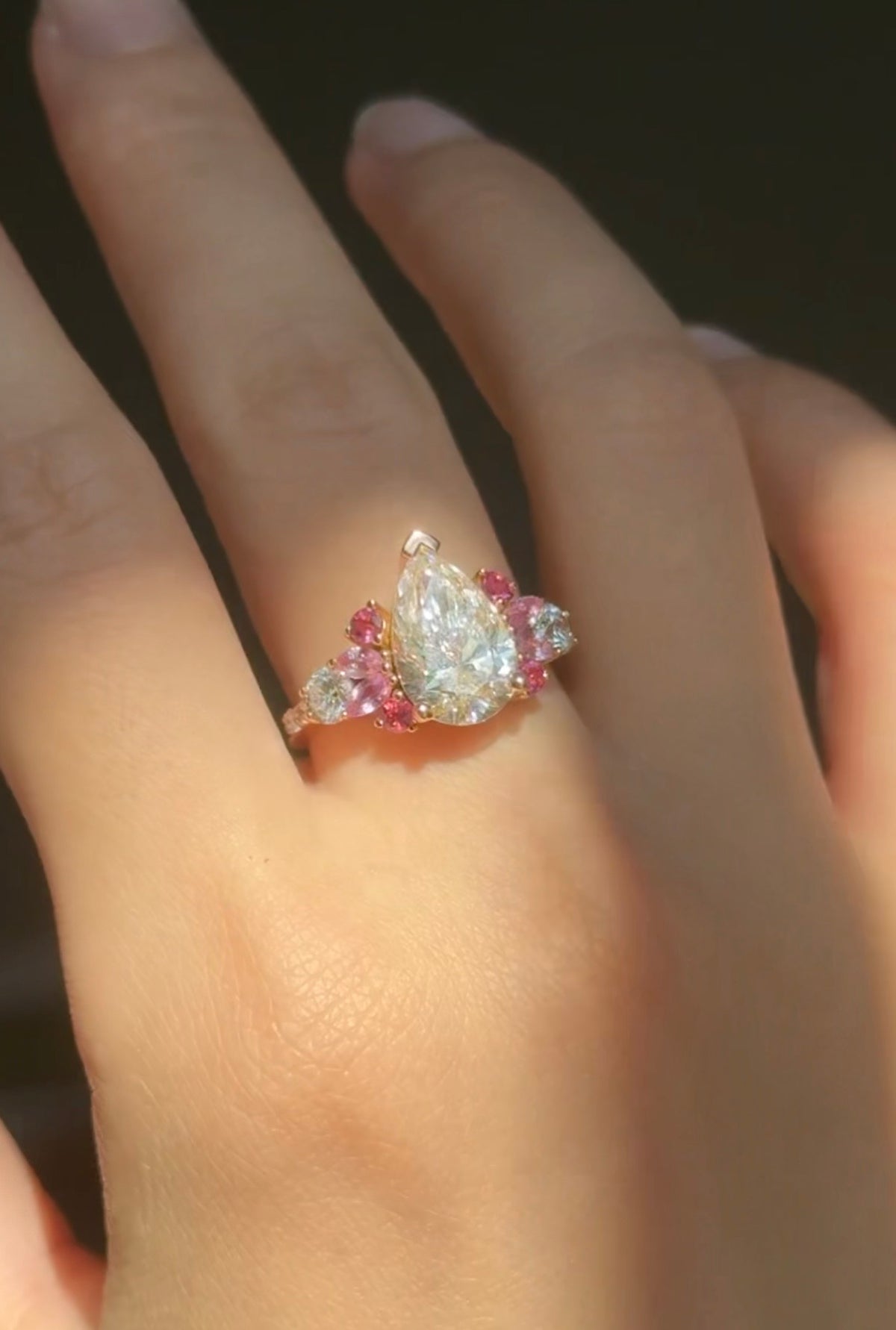 3 carat pear lab diamond engagement ring