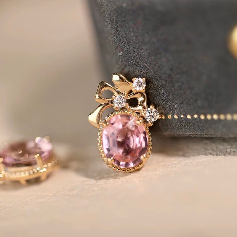 Blush Petal 18k Gold Pink Tourmaline Necklace, 18k Gold Necklace