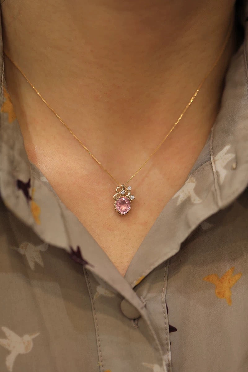 Blush Petal 18k Gold Pink Tourmaline Necklace, 18k Gold Necklace