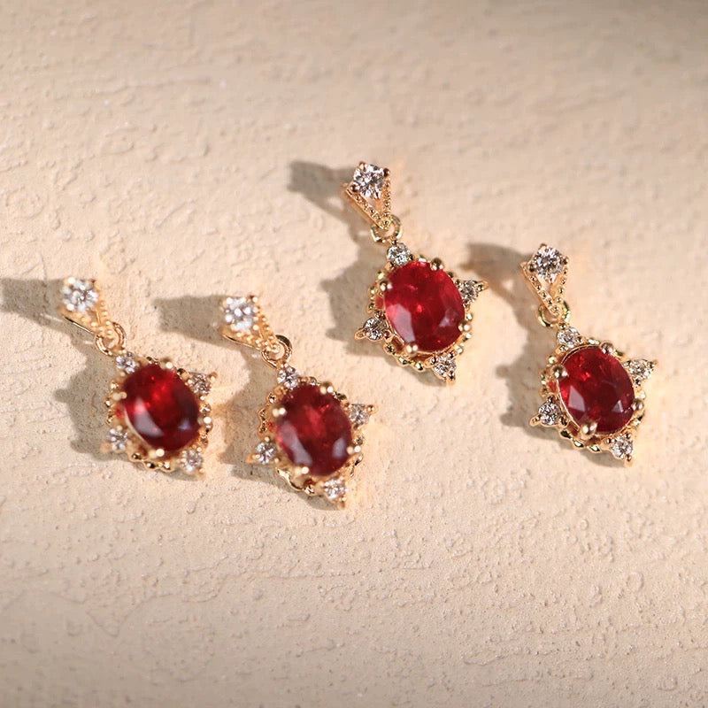 Sweet Kiss, 18k Gold Pink Ruby Necklace, Ruby Necklace