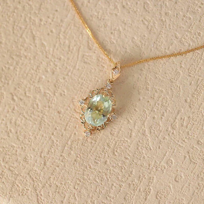 Sweet Water, 18k Gold Green Tourmaline Necklace, Tourmaline Necklace