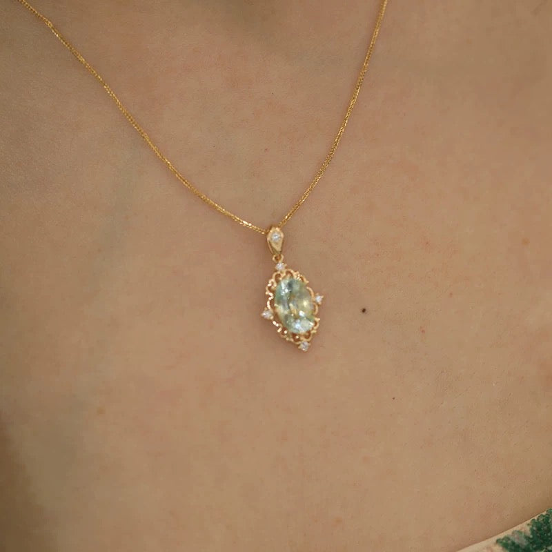 Sweet Water, 18k Gold Green Tourmaline Necklace, Tourmaline Necklace