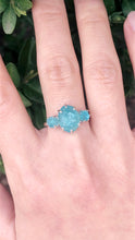 Load image into Gallery viewer, Triple Raw Aquamarine Engagement ring, Raw Aquamarine ring
