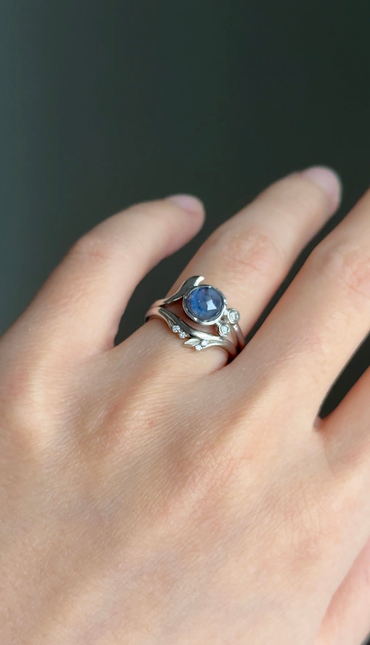 Blue Orchid Ring, Blue Sapphire Engagement Ring