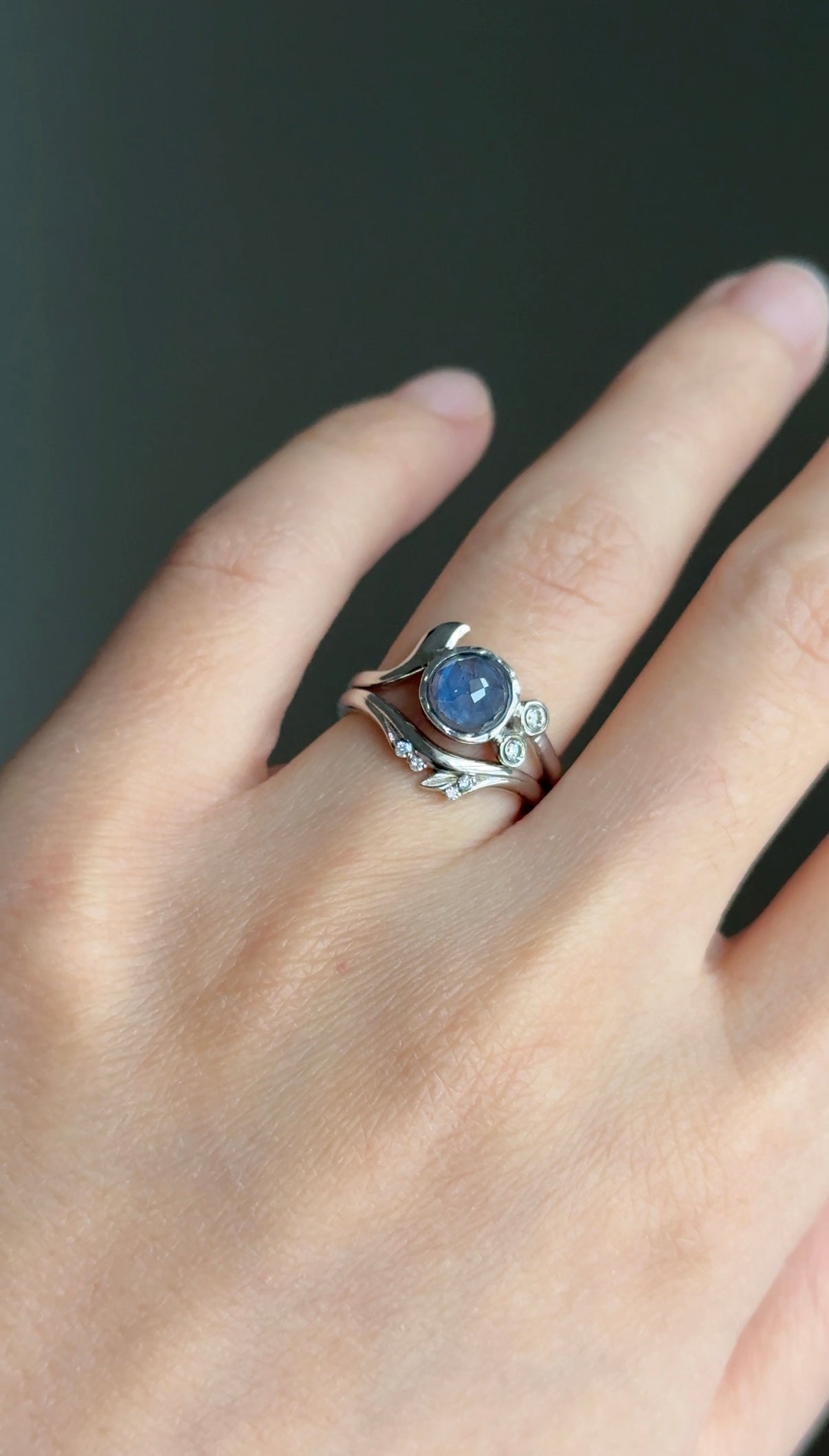 Blue Orchid Ring, Blue Sapphire Engagement Ring