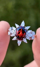 Load image into Gallery viewer, Midnight Rose Garnet Ring, Garnet engagement ring
