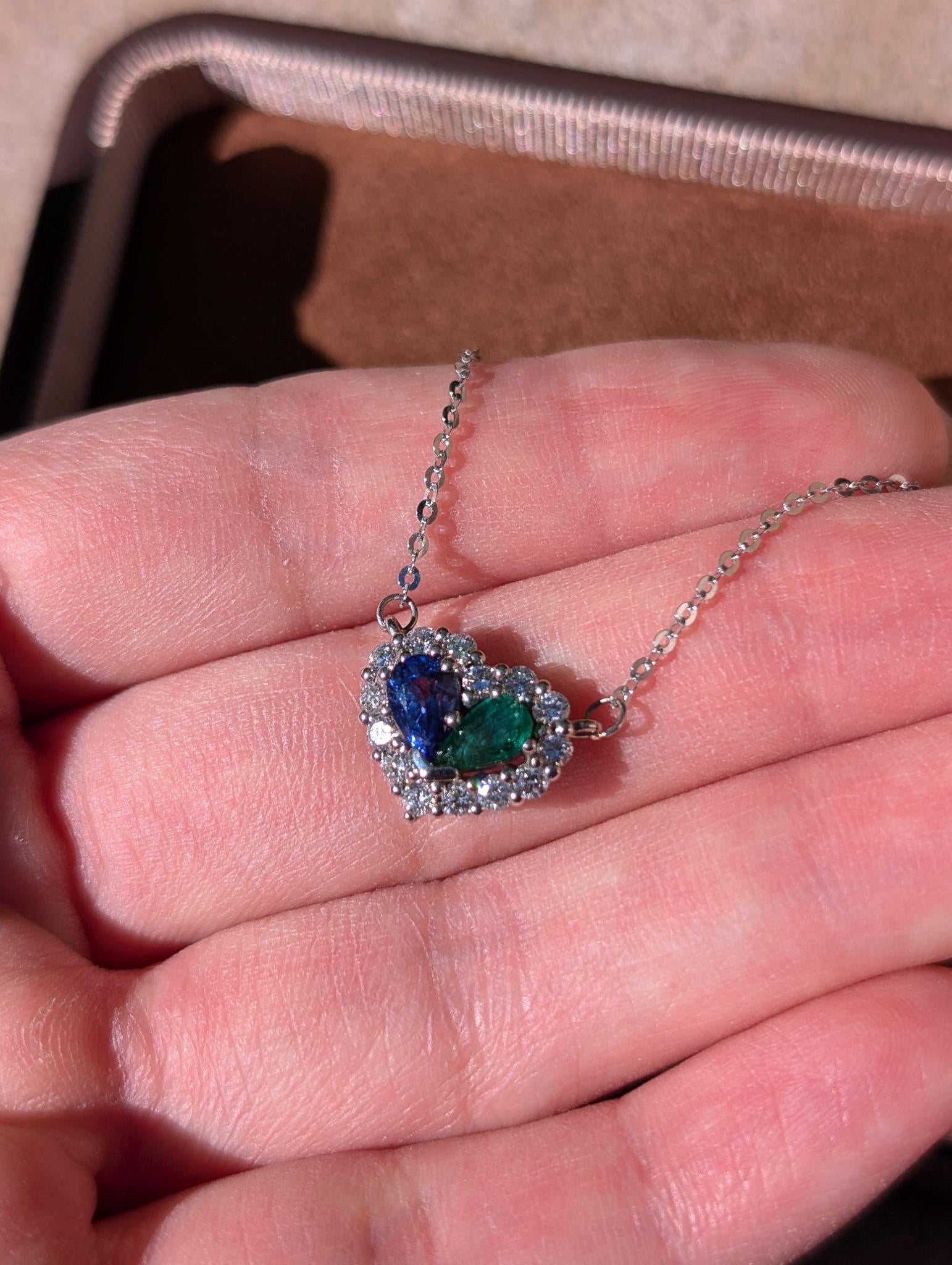 Sapphire and Emerald Necklace, Birthstone necklace, Sapphire jewelery, Gift for her