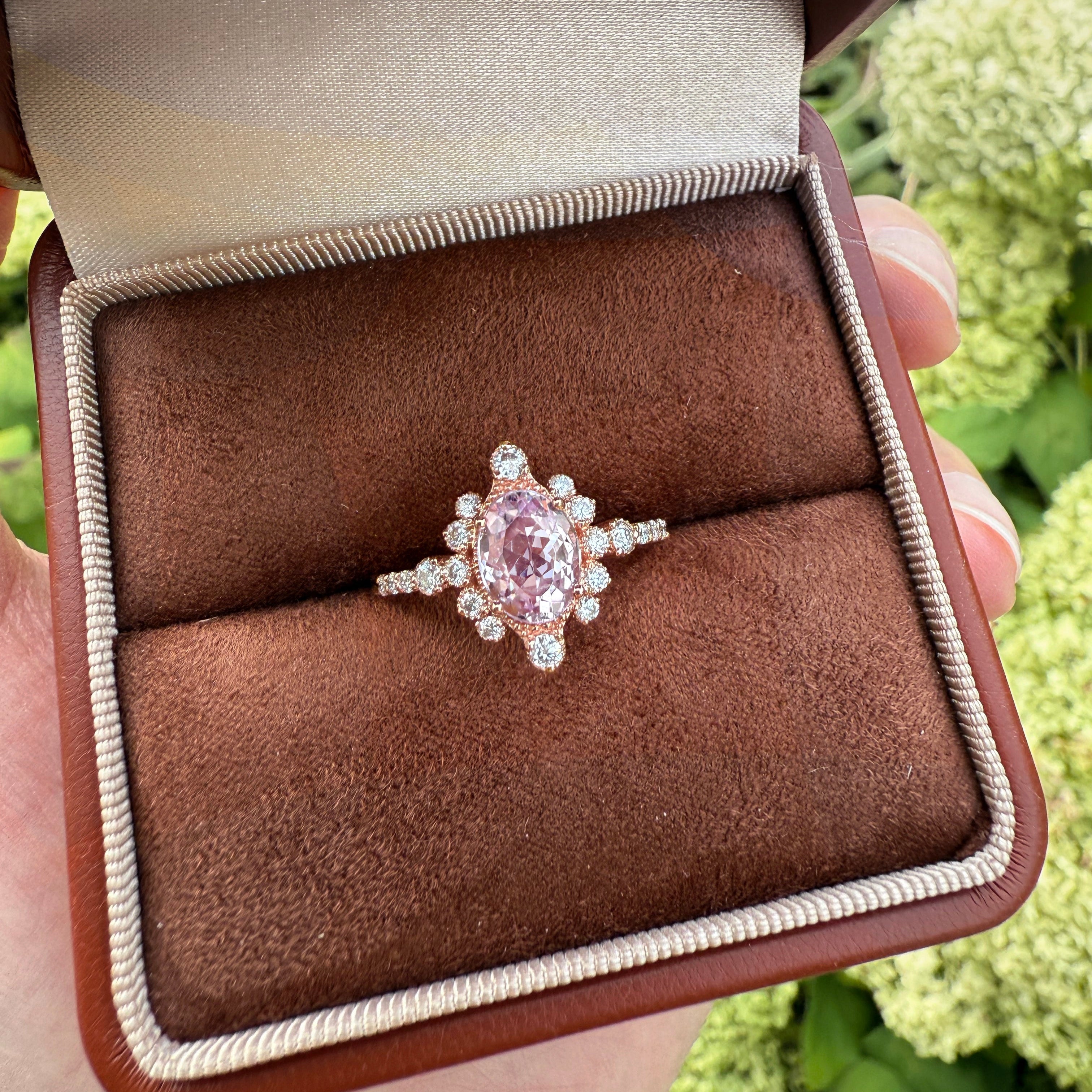 Champagne Lily Rose quartz Ring, 14k Gold Engagement Ring
