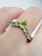 Load image into Gallery viewer, Green Horizon Curved Gold Wedding Stackable Band, Wedding band
