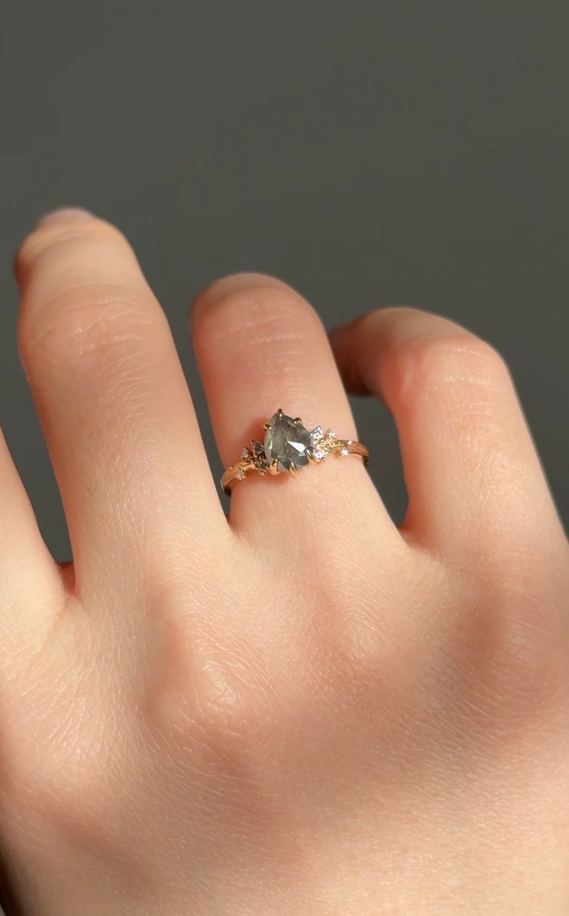 Starnight Twig Salt and Pepper Diamond Ring, Diamond Engagement Ring