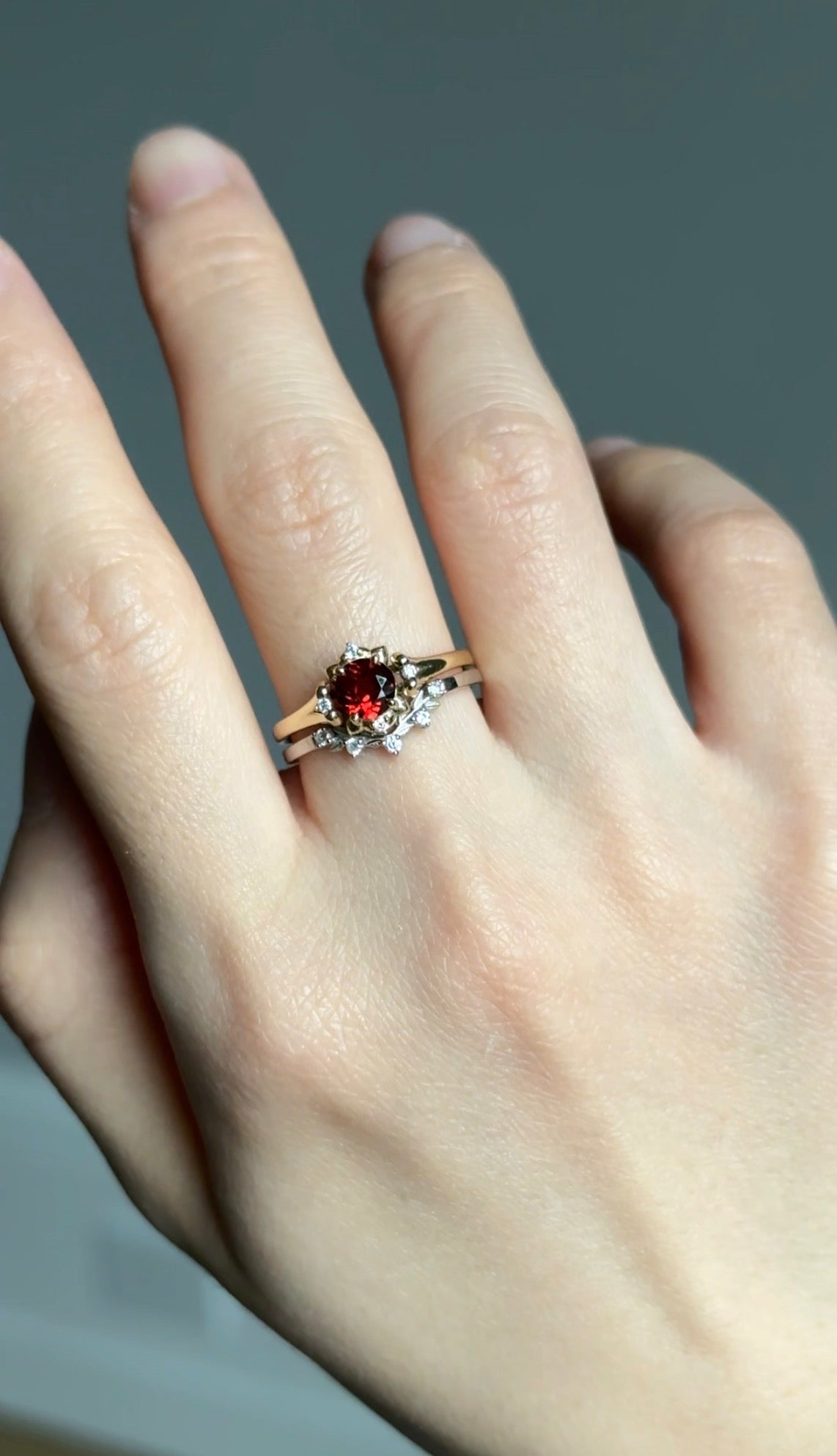 Heart of Fire Garnet Ring, Simple Garnet engagement ring, Garnet Jewelry