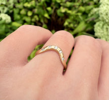 Load image into Gallery viewer, 14k Gold Diamond Curved Wedding Ring, Wedding stacking ring, Matching band
