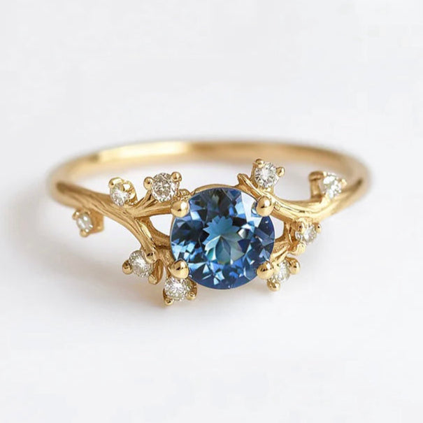 Hera Blue Sapphire ring, Blue Sapphire Engagement ring, Twig Ring