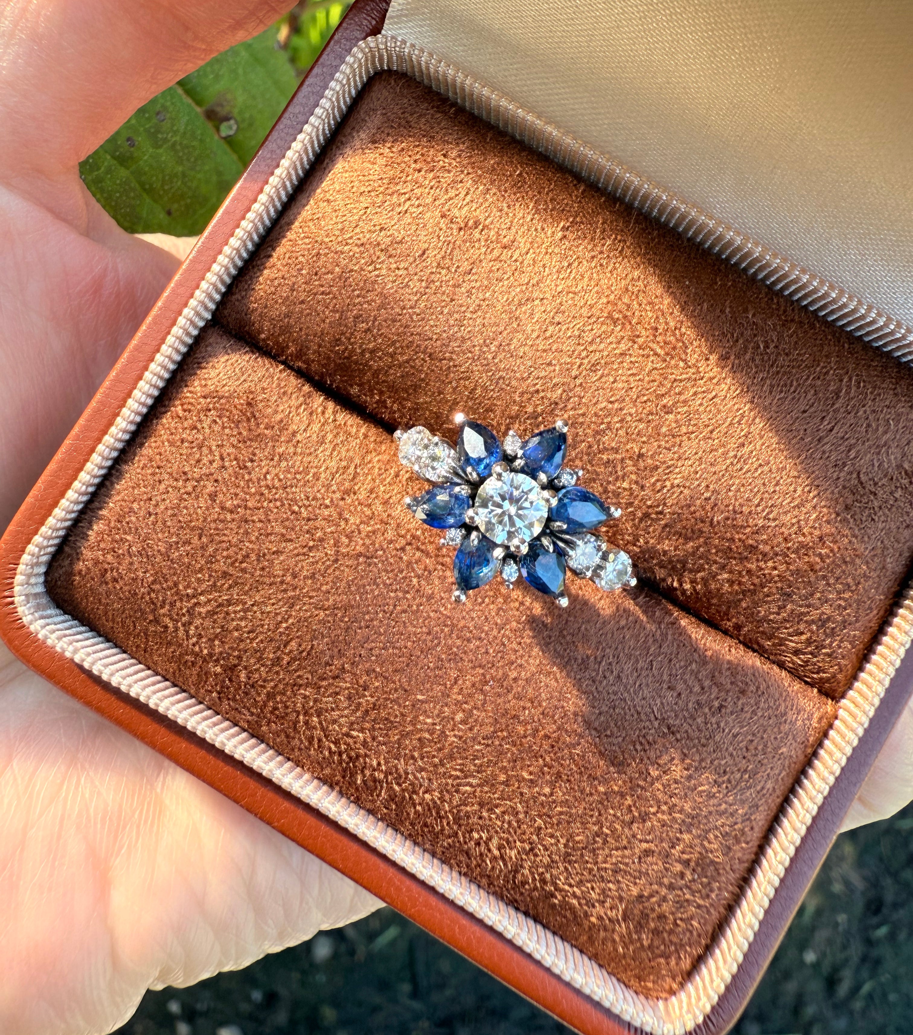 Blue-eyed Grass, 14k Gold Natural Blue Sapphire ring, Sapphire Engagement Ring