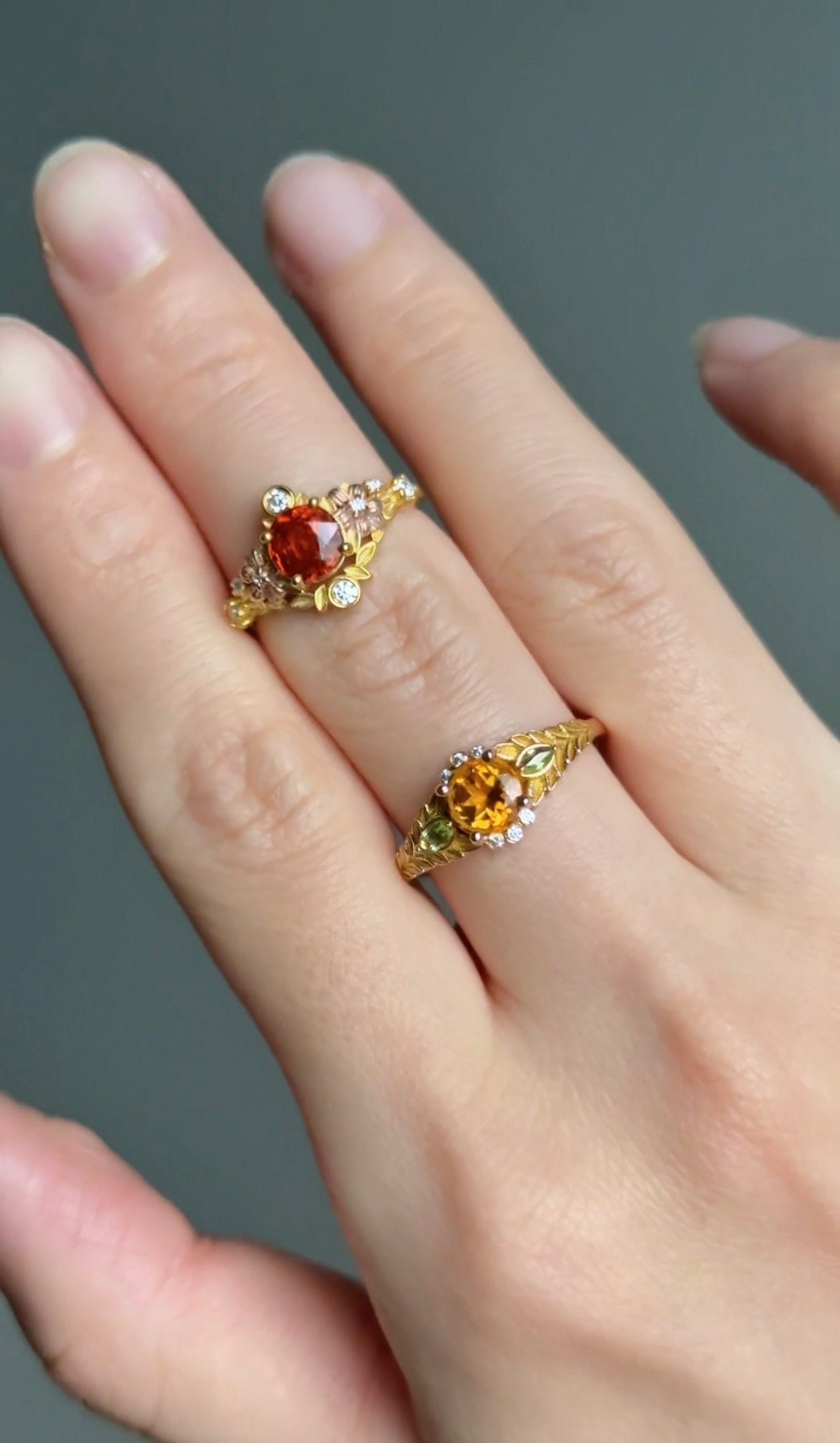 Yellow Citrine Engagement Ring, Solid Gold Citrine Engagement Ring