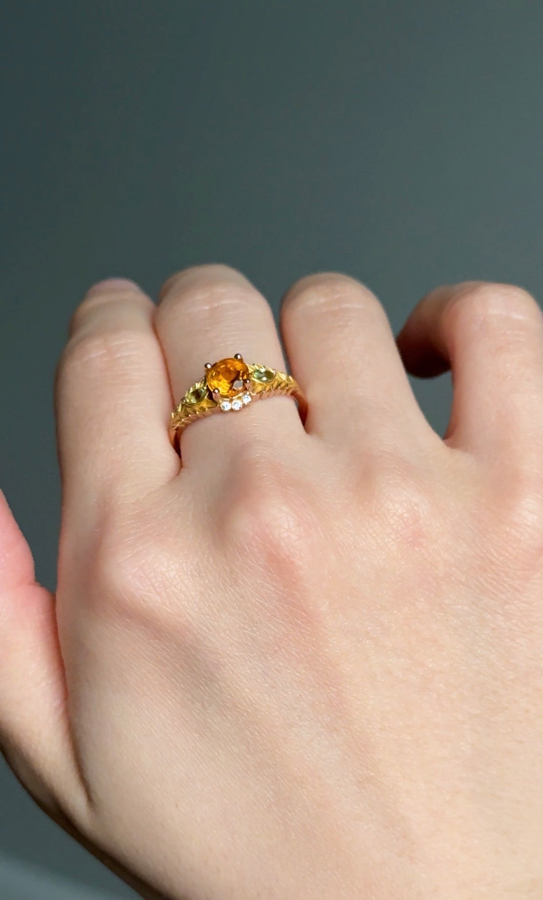 Yellow Citrine Engagement Ring, Solid Gold Citrine Engagement Ring